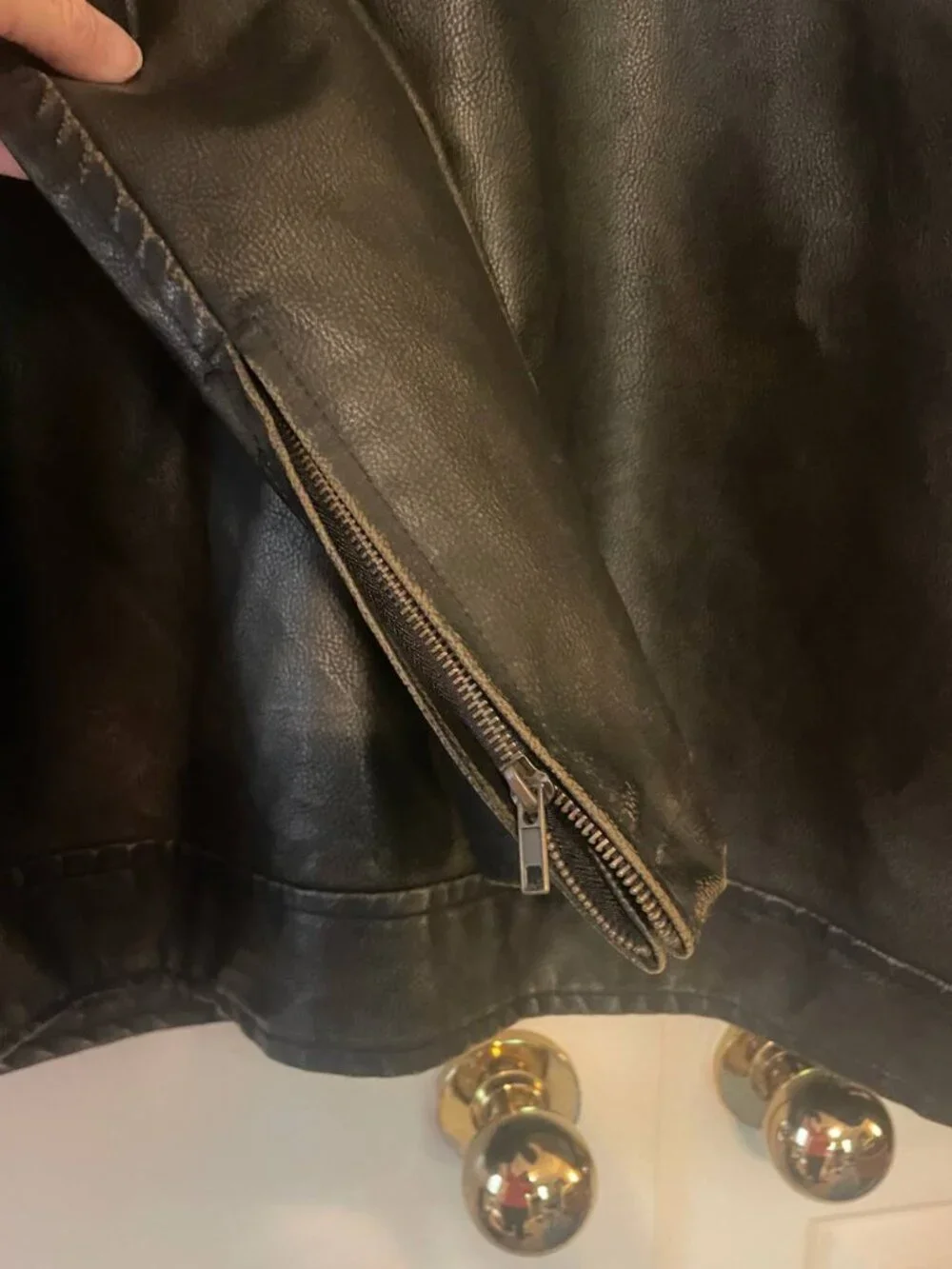 VTG Aeropostale Men's Faux Leather Sherpa Collar Jacket Grunge Streetwear XL